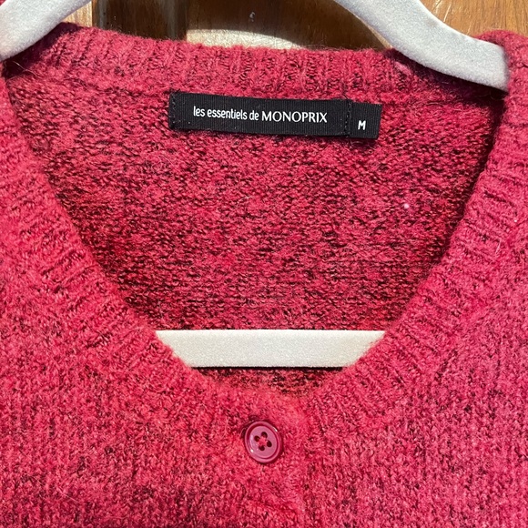 Monoprix Classic Raspberry Button-Front Cardigan Sweater - Picture 2 of 4